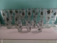 17 Libbey Frosted Silver Leaf 4 oz Juice, 12 oz Pilsner and 16 oz Water Glasses