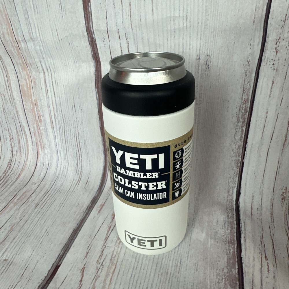 YETI Rambler Colster 12 oz Slim Can Cooler Insulator – White NEW 100% AUTHENTIC