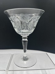 Cordial Goblets Vintage Etched Cocktail Glasses 4 Glasses Flowers And Stems