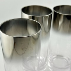 Vitreon Queens Lusterware Silver Fade Ombre Highball Glasses Set 4 MCM 1960s VTG
