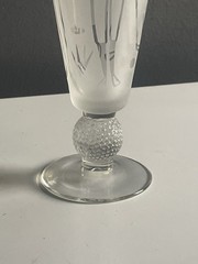 Vintage Etched Half Pilsner Glass Half Ball Stem Frosted Figural Barware 10”