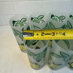 Federal Glass Sky-Ball Glasses 6 3/4” Frosted Lemon Lime 8PC Set MCM In BOX 1968