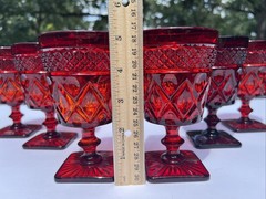 6 Beautiful Imperial Glass Cape Cod Red 5 1/4” Water Goblets 8 Oz