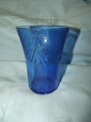 Royal Lace cobalt blue Depression glass 9oz. water tumbler by Hazel Atlas