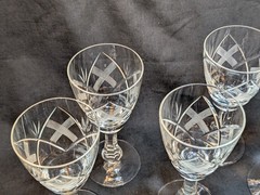 Antique «X» Goblets, Hand Cut Intricate X Design Lyngby? Sasaki?