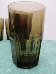 Set Of 7 Crisa Boston Mocha Brown Glasses/Tumblers 5 3/8” Tall 14oz