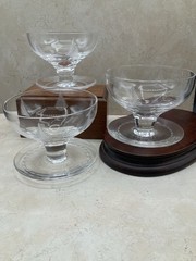 MCM 1960’s Stuart Crystal Coupe Shrimp Cocktail Glasses Woodchester Set of 3
