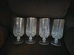 Cristal D’Arques LONGCHAMP Iced Tea Glasses Set of 4 Gold Trim
