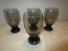 Vintage Cristar Glass footed Tumblers 4-Lexington smoky grey glasses 11 Oz 1980s