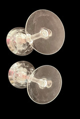 PAIR Crystal Stemmed Glasses 3”D x 5.5”H & 5.65″H Cut Glass Drinkware Barware