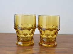 Set of 5 Anchor Hocking Georgian Honeycomb Amber Drinking Glasses 4-1/8″H 8 oz