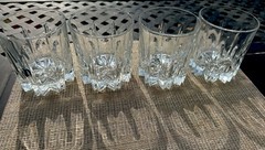 Set Of 4 Made In Italy Starburst Double Old-Fashioned Lowball Whiskey Glasses
