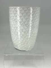 White swirl Blown-glass CUP Vase Speckled White Design Tumbler Glass Small 4.5″H