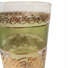 Culver Starlyte Highball Glasses Green Clear 22K Gold Three 5.5″ X 2.5″ VTG MCM