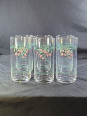 Set of 6 Corning Corelle ROSEMARIE Pattern Tea 16oz Glasses 6”tall