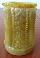 *HOLLY BEADED PANELS CARAMEL SLAG 12 OZ TUMBLER JOE ST. CLAIR-B126-E