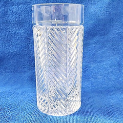 Vtg Ralph Lauren Herringbone Highball Glass Cut Crystal 14oz Barware 90s Germany