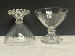 4 Sherbet Champagne Glasses Anchor Hocking Berwick Boopie Laurel Cut Glass MINT