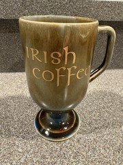 Wade Pottery Irish Coffee Pedestal Mug Cup Drip Glaze Green Brown Blue
