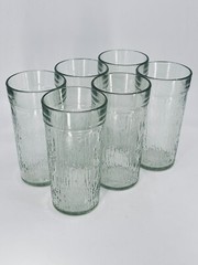 1960’s Kerr clear drinking glasses tree bark pattern / Set of 6 MCM Tumblers