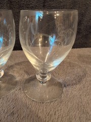 Set Of 4 Vintage Crystal Etched Wheat Pattern Wine Water Glasses
