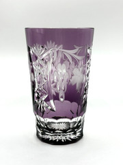 Ajka Marsala Highball Tumbler Glass Amethyst Cut to Clear 5-14″