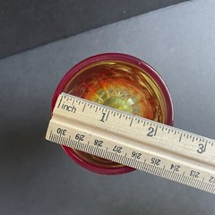 Vintage L.G. Wright Amberina Daisy&Button Wine Cordial Glass Red Yellow