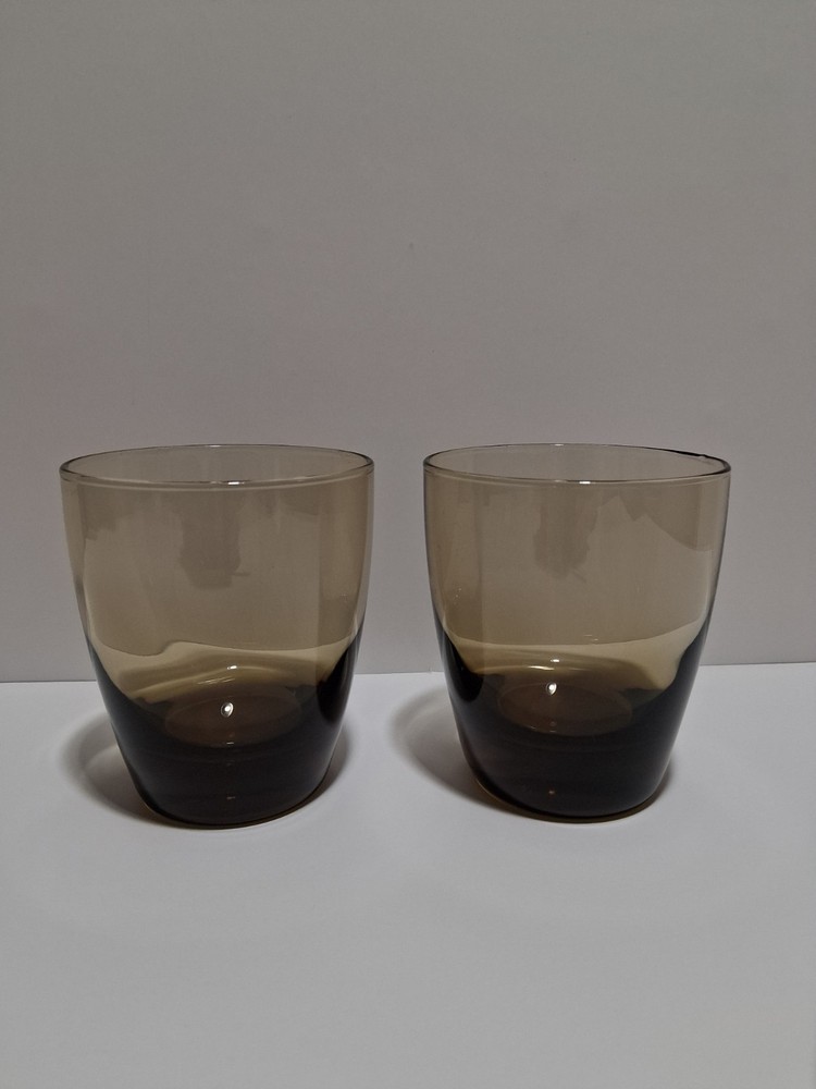 Libbey Smokey Brown Tumblers Glasses 8 oz Weighted Bottom Set of 2
