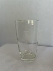 Glass Monogrammed “J” 5 inch Etched Glass Tumbler Excellent Condition Clear