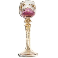 Art Nouveau Stengelgläser ca.1900 Gold Jugendstil Crystal Wine Glass 8 1/2″