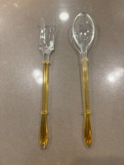 CZECHOSLOVAKIA GLASS SALAD SET. SPOON AND FORK.