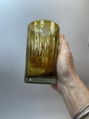 VTG Amber Bubble Glass Tumblers Handblown Swirl Rough Pontil BLENKO? SET of 2
