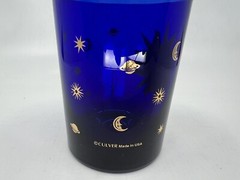 Vintage Culver Cobalt Blue Glass W/ 22 K Gold Sun Celestial Pattern