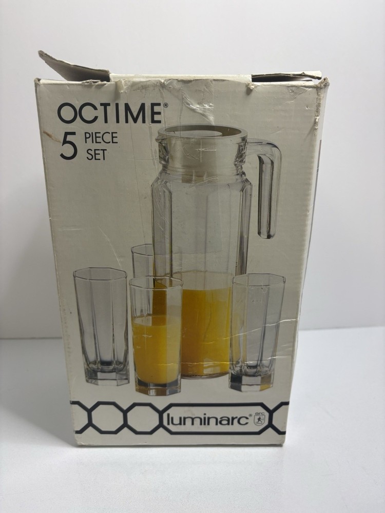 Vintage Luminarc Octime Refreshment Set 5 Pc Set – Pitcher & 4 Juice Glasses