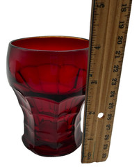 Vintage Set Of 4 Viking Ruby Red Georgian Honeycomb Flat Tumbler 4″ Tall