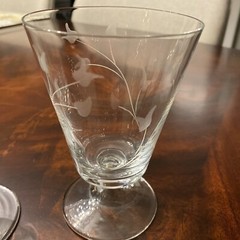 Vintage 5″ Footed Wine Drink Glasses – Etched Floral Design- Set of 6
