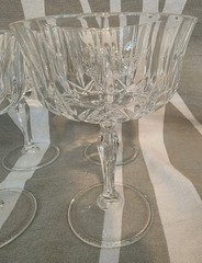Vintage Clear Pressed Cut Glass Champagne Coupe Sherbet Glasses Set of 4…