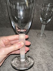 Set Of 3 Tabla Crystal Diamond Water Glasses Frosted Stems
