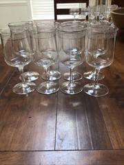 SET OF SEVEN LENOX CRYSTAL MOONSPUN WATER GOBLETS PLATINUM TRIM
