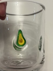 Anthropologie Avocado Pattern Tumbler Glass Clear With White Rim