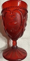 L.G. Wright 6” Ruby Red Sweetheart 1960s Footed Glass Embossed 6 In Vintage