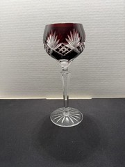 AJKA «CAROLINE» RUBY RED CUT-TO-CLEAR 8 OZ. CRYSTAL WINE GLASS 8.25 inches tall