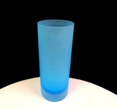 Ombre Art Glass Set Of 4 Blue Satin Frosted 6 1/4″ Highball Collins Glasses 1960
