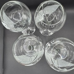 Etched Frosted Calla Lily Balloon Wine Glasses Set Of 4