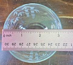Set of 2 Vintage MCM Cut Glass Champagne Glasses Bamboo Pattern Barware
