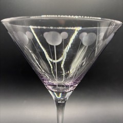 2 Vtg Mikasa Cheers Pastel Blown Lavender Bowl/Cut Dots 8 Oz Martini Glasses EUC