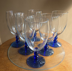 Libbey Metropolis Blue Iced Tea Glass 16oz Cobalt Ball in Stem – Set Of 6