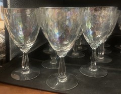 4 Fostoria Shell Pearl Iridescent Water Goblet Glasses 6 1/8” Tall EUC
