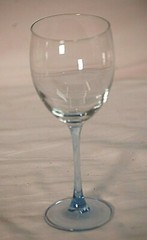 Water Wine Goblet Clear Glass Light Blue Hue Stem Replacement Unknown 8″