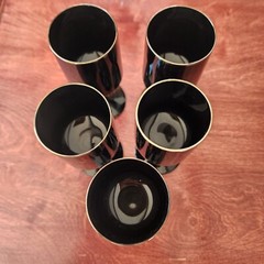 Vintage Lenox Venture Black Platinum Trim Wine Glass 5 Glasses USA Hand Blown